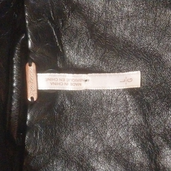 Free People Black Vegan Moto Biker Jacket Size L - Picture 10 of 12